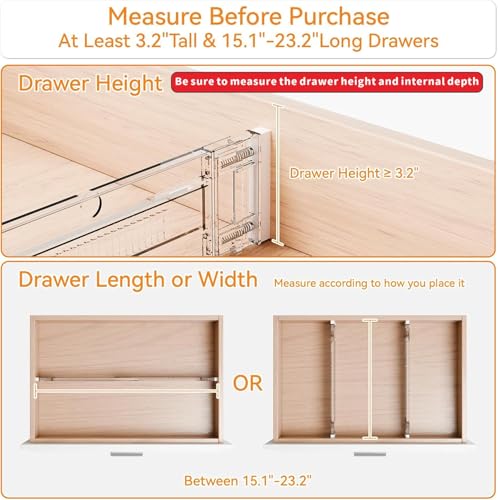 8 Pack Clear Expandable Deep Drawer Separators From 15 to 21'' - 3.2 Inch Tall Acrylic Drawer Dividers for Clothes,Dresser Drawer Dividers for Dresser,Baby Nursery,Clothing,Sock or Underwear
