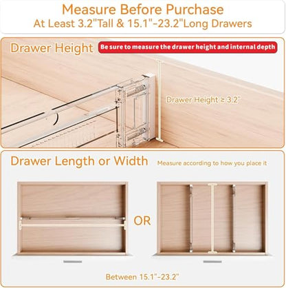 8 Pack Clear Expandable Deep Drawer Separators From 15 to 21'' - 3.2 Inch Tall Acrylic Drawer Dividers for Clothes,Dresser Drawer Dividers for Dresser,Baby Nursery,Clothing,Sock or Underwear