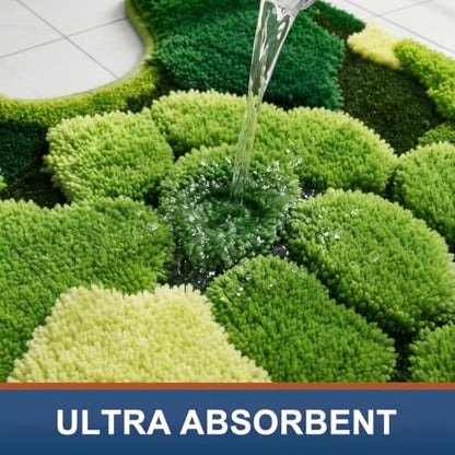 Hifuwan Cute Green Moss Toilet Rugs U Shaped Non Slip Bath Mats, 20x20 Inch | Soft Absorbent Plant Bathroom Rugs, Fluffy Machine Washable, Contour Bath Rugs for Toilet Base Bathroom Shower Floor - size: 1'8" x 1'8" (U-Shape)