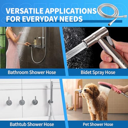 Extra Long Replacement Shower Hose Extension Handheld Shower Head Hose 79 Inches Flexible and Durable with Brass Insert and Nut - color: Silver, size: 79 Inches