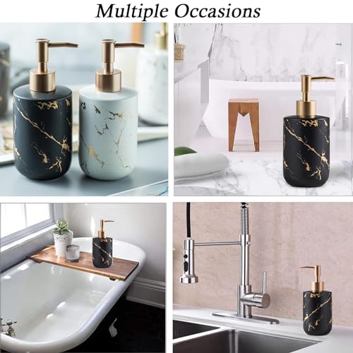 Soap Dispenser Black and Gold,300ml/10 Oz Luxurious Hand Soap Bottle with Plastic Pump Gold,Ceramic Liquid Soap Dispenser for Bathroom, Kitchen, Dish Soap,Lotion,Liquid Soap - color: Black