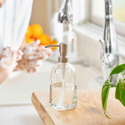 Grove Co. Glass Hand Soap Dispenser with Stainless Steel Pump, 12oz | Glass bottle; Stainless-steel pump; Reusable; Pair with Grove Co. Hand Soap; No Plastic Waste - size: 13.5 Ounce (Pack of 1)