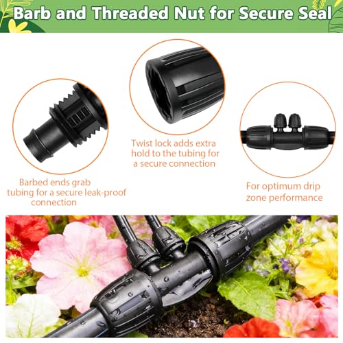 13 pack 1/2 Inch To 1/4 Inch Drip Irrigation Fittings, 1/2" (1/2" ID x 0.65" OD) to 1/4" Drip Line Reducing Tee 1/2" x 1/4" 4 Way Splitter Connectors for Garden Irrigation System - size: 1/2" x 1/4" 4 Way Splitter