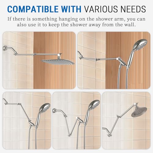 G-Promise 18 Inch Shower Extender with 6Inch Arm and Flange(Brushed Nickel) | Solid Brass Construction, Height and Angle Adjustable, Standard Connection Thread, All Installation Tools Included - color: Brushed Nickel, style: 18 Inch
