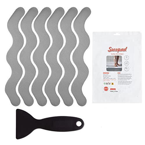 Secopad 36 PCS Anti Slip Shower Stickers, Safety Bathtub Strips Adhesive Decals with Premium Scraper for Bath Tub Shower Stairs (Grey) - color: Grey