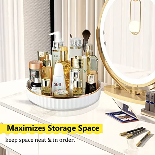 2 Pack 10" Fluted Lazy Susan Organizer, Turntable Spice Rack for Cabinet, Kitchen, Pantry Organizer and Storage, Fridge, Bathroom Vanity Countertop, Under Sink Organizing, Expandable Lazy Susan-White - size: White 10" 2 Pack