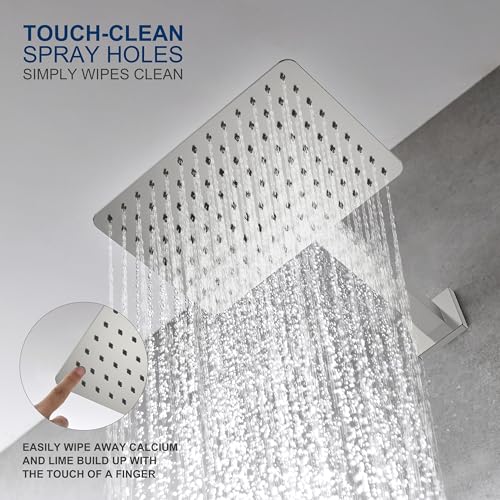 KENES Brushed Nickel Shower Set with Tub Faucet, Tub and Shower Trim Kit | Shower Faucet with 10-Inch Rain Shower Head, Square Shower System, Valve Included, Lead-Free cUPC & NSF Certified, Stainless - color: Brushed Nickel, style: Tub Shower Faucet Set