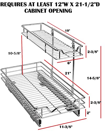 HOLDN’ STORAGE Under Sink Organizers and Storage, 11" W x 21" D x 15" H | 2-Tier Under-Sink Organizer, Full-Extension Slides, Keeps Cleaning Supplies, Bottles & Essentials Easy To Reach - size: 11" W x 21" D