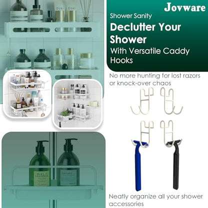 Shower Caddy Hooks, Razor Hanger for Shelf and Loofah (White - 4 Open) - color: White - 4 Open