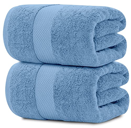 White Classic Luxury Soft Bath Sheet Towels - 650 GSM Cotton Luxury Bath Towels Extra Large 35x70 | Highly Absorbent and Quick Dry | Hotel Quality Extra Large Bath Towels Oversized, Light Blue, 2 Pack - color: 14: Light Blue