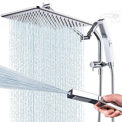 G-Promise 12 Inch All Metal Rain Shower Head with Handheld Spray (Chrome) | Full Body Coverage, Pause Mode Diverter, Power Wash Mode Handheld, Suits Every Height, Easy to Install, Modern Bath Upgrade - color: Chrome, size: 12 Inches