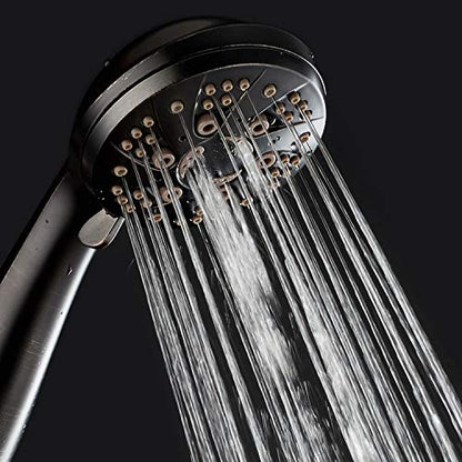 AquaDance High Pressure 6-Setting Hand Held Shower Head with Extra-Long 6 Foot Hose & Bracket – Anti-Clog Nozzles - USA Standard Certified - Top U.S. Brand - OIL RUBBED BRONZE - color: Oil Rubbed Bronze