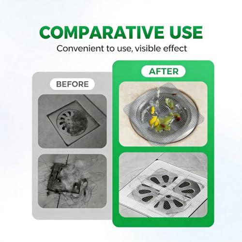 100PCS Disposable Drain Hair Catcher Stickers, Self-Adhesive Shower Sink Drain Mesh Stickers for Bathroom Bathtub Kitchen Sink, Disposable Hair Trap Sticker Drain Protector