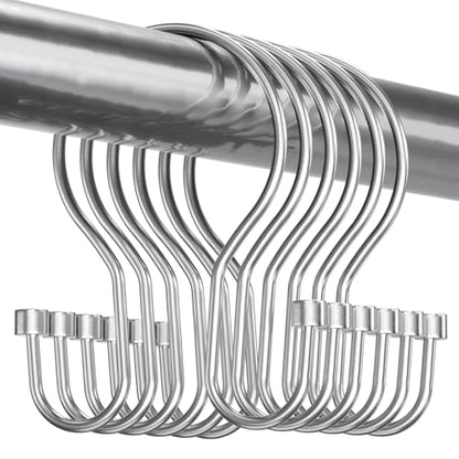 Bathway Shower Curtain Hooks Chrome Shower Curtain Rings with Cylindrical Design, 12Pcs Metal Shower Curtain Hooks Rust Proof, Smooth Glide Double Shower Hooks Rings for Shower Curtain - color: Chrome, style: Minimalist Shower Hooks with Cylinders
