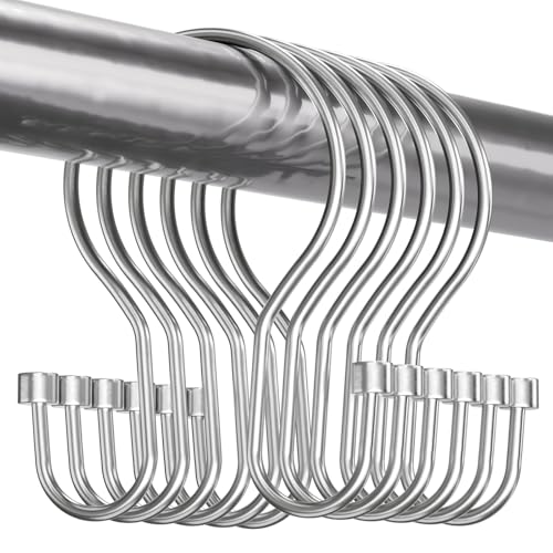 Bathway Shower Curtain Hooks Chrome Shower Curtain Rings with Cylindrical Design, 12Pcs Metal Shower Curtain Hooks Rust Proof, Smooth Glide Double Shower Hooks Rings for Shower Curtain - color: Chrome, style: Minimalist Shower Hooks with Cylinders