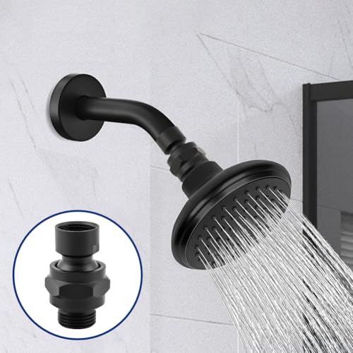 Shower Head Swivel Adapter, Adjustable Pivot Ball To Adjust Showerhead Angle, Universal All Metal Shower Arm Extension Connector, Showering Components(COLOR:Matte Black) - color: Matte Black