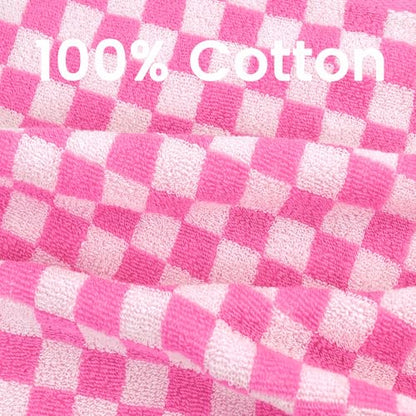 Pink Checkered Washcloths 12 Pack, Cotton Face Cloths for Bathroom | 13" x 13" Aesthetice Wash Cloths - color: Pink