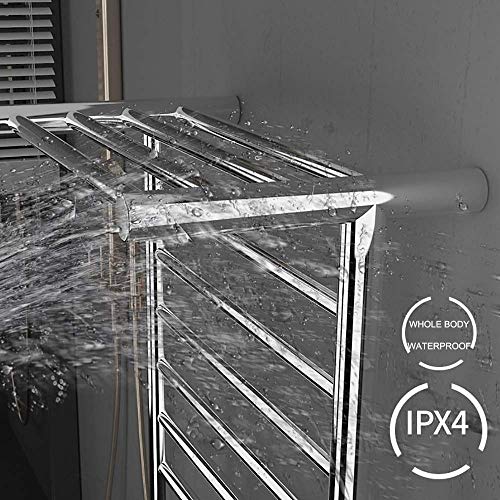 6 Bar Wall Mounted Towel Warmer with Top Shelf, Energy Efficient 105W Electric Heated Towel Rack for Bathroom, Towel Heater Rail On/Off Switch - size: hardwired