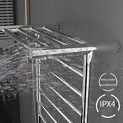 6 Bar Wall Mounted Towel Warmer with Top Shelf, Energy Efficient 105W Electric Heated Towel Rack for Bathroom, Towel Heater Rail On/Off Switch - size: hardwired