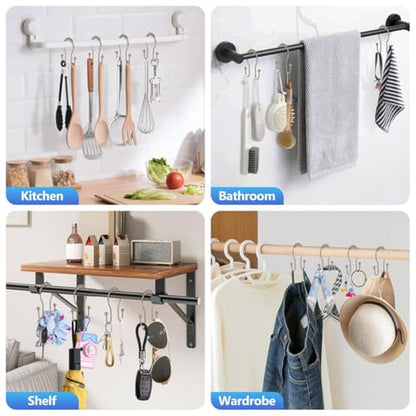 Resze Double Shower Curtain Hooks, Sturdy Metal Nickel Shower Curtain Rings, Glide Roller Shower Hooks,Rust Proof Anti-Drop Curtain Hooks, 12 Pcs Smooth Sliding Rings for Bathroom Shower Rods Curtains - color: Nickel