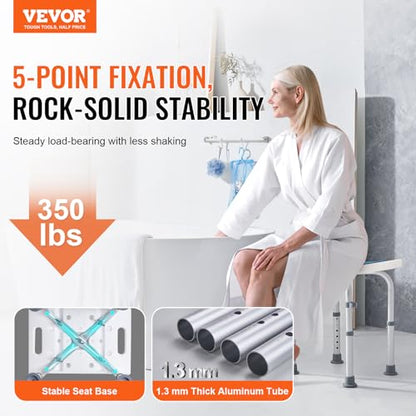 VEVOR Shower Chair, Adjustable Height Shower Stool, Shower Seat for Inside Shower or Tub, Non-Slip Bench Bathtub Stool Seat for Elderly Disabled Handicap, 350 LBS Capacity - size: 350 lbs Bench