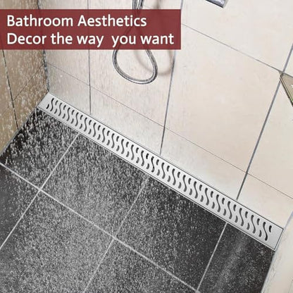 Linear Shower Drain, 32 inch Brushed Nickel | Including Hair Catcher and Removable Grate, 304 Stainless Steel, Easy to Install and Clean (Drain Base Not Included) - color: Brushed Nickel, size: 32 inch