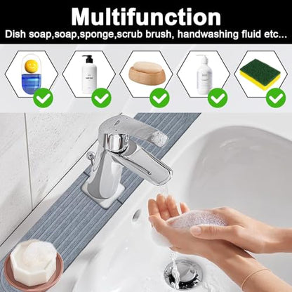 Kitchen Sink Faucet Mat, 17.7'' Diatomite Quick Drying Stone Sink Tray, Prevents Moisture Buildup, Suitable for Bathroom Kitchen Counter Top Faucet Around Splash Guard[Light Gray, 17.7" x 3.9"]