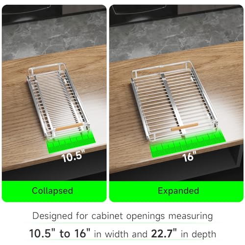 Expandable Pull-Out Cabinet Drawers, Slide-Out Shelves, Small 1 Pack | Smooth Slide-Out Access, Adjustable Fit, Pull-Out Organization, Small Cabinet Use, Space-Saving - size: S- (10.5"-16")W * 22.7"D