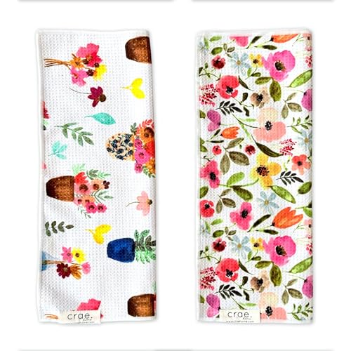 Double-Sided Microfiber Hand Towels, Waffle Kitchen Towels Set for Home Use | 2 Towels, 17x27 Inches, Durable & Soft, Fast Drying, Hand Wash Cloth and Dishcloth, Petal Lane/Posey, Home Use Towel Set Pack - color: Petal Lane/Posey, size: Double sided Hand
