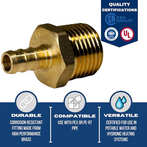 XFITTING 3/8 inch Pex x 1/2 inch Male NPT Adapter, 24-4-8=2X, 2 Pieces - size: 3/8" Pex x 1/2" Male
