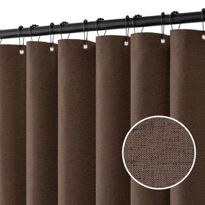MIULEE Linen Fabric Shower Curtain Brown W72*L72 12 Metal Hooks | Washable, Modern, Heavy Duty, Shower Curtain Set, Waterproof Thick Cloth Shower Curtains, Bathroom Bathtub - color: Brown, size: 72"W x 72"L (Pack of 1)