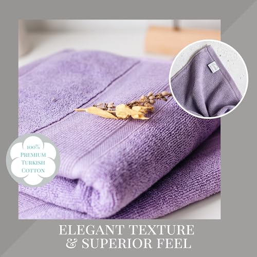 Luzia 8 Piece Bathroom Towel Set - 100% Turkish Cotton, Premium Quality - 2 Bath Towels 2 Hand Towels and 4 Washcloths (Lavender/Purple) - color: Lavender
