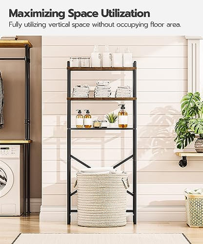 HOOBRO Over the Toilet Storage, 3-Tier Over Toilet Bathroom Organizer, Freestanding Above Toilet Shelf with Adjustable Feet, Space Saving, Easy Assembly, Rustic Brown and Black BF63TS01 - color: Rustic Brown + Black