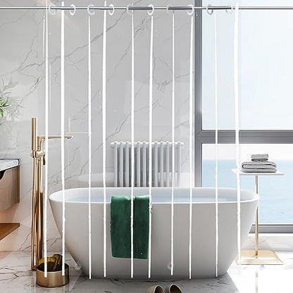 Clear XL Shower Curtain Liner 96 inches Long, Heavy Duty Hooks Free | No Hook Needed Extra Long 72x96 in, PEVA Plastic Vinyl Waterproof Bathroom Curtain Transparent Shower Liner - color: Clear, size: 72"W x 96"L (Pack of 1)