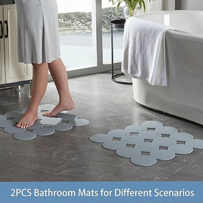 Webos Square Shower Mat Nonslip - 2PCS Rubber Bathtub Mat with Suction Cups for Inside Shower Bathroom Floor (Grey, 21X21) - color: Grey(2pcs)