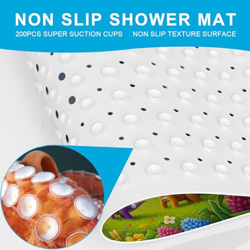 Baby Bath Mat for Tub Non Slip Kids Bath Mat - 40''x16'' Extra Long Cartoon Turtle Baby Bath Tub Mat Eco-Friendly Toddler Bath Mats with Suction Cups & Drain Holes, Easy to Clean & Easy Drying - color: Dinosaur