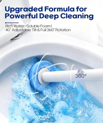Disposable Toilet Brush with 32 Refills Deep Cleaning Touch Free | Auto Lid Opener Wall-Mounted Toilet Wand Kit for Deep Cleaning Bathroom Touch Free Access Toilet Bowl Cleaner