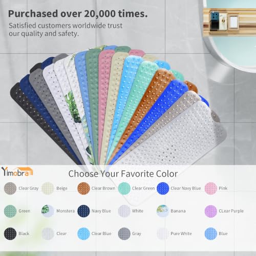 Yimobra Non Slip Bathtub Mat 40 x 16 Inch, Extra Long Shower Mat with Drain Holes, Machine Washable Baby Bath Mats, Strong Suction Cups for Bathroom Floor, Green - color: Green