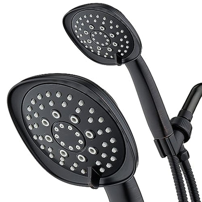 AquaDance, Oil-Rubbed Bronze Luxury Square 6-setting High-Pressure Hand Extra-Long 72" Stainless Steel Hose, Bracket, Solid Brass Fittings, Finish. Premium Handheld Shower Head from Top American - color: Oil Rubbed Bronze