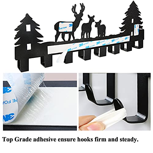 Over The Door Hook Easy Installation Organizer Coat Hooks Wall Mounted Metal Towel Hook Rack Animal Deer Hanger for Bathrooms Door Hanging Dual Mounted Key Hooks 8-Hooks,Black