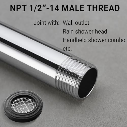 Shower Arm Extender 4 Inch Rainfall Shower Head Extension Arm Pipe, Female to Male 1/2 Inch, Polished Chrome - color: Chrome, style: 4-Inch