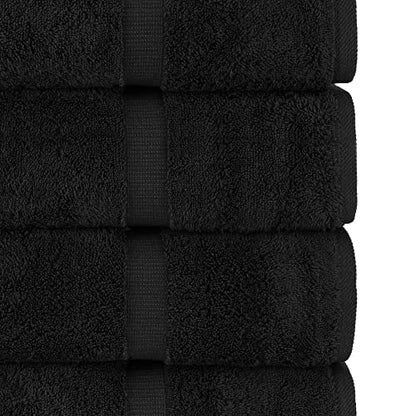 Chakir Turkish Linens 4 Piece Bath Towel Set, 100% Cotton Luxury Turkish Towels for Bathroom, Soft Absorbent Bath Towels, 27 x 54 Inches, Black - color: Black