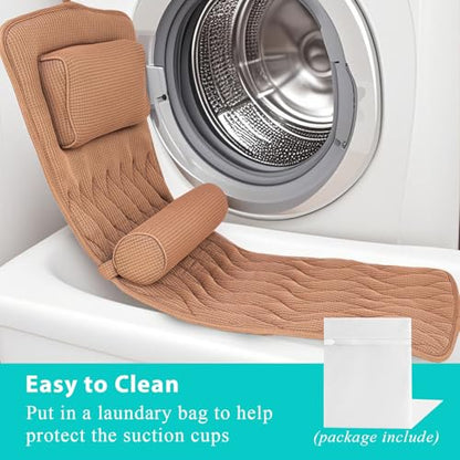 AEROiVi Full Body Bath Pillow Adjustable Lumbar Pillow 14 Suction Cup Brown | Relaxing Soft Bathtub Cushion with laundry bag 3D Air Mesh Fit Any Tub Bathroom Accessories Washable Quick-Dry - size: 50 inch Brown
