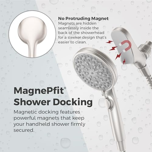 Pfister HydroFuse Handheld Shower Head with Magnetic Docking 6-Function High Pressure 2.5 GPM Polished Chrome Finish Hose Included for Bathroom Shower 016HFM01CC - color: Polished Chrome, size: 2.5 GPM