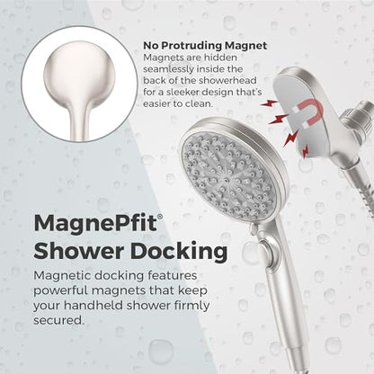Pfister HydroFuse Handheld Shower Head with Magnetic Docking 6-Function High Pressure 2.5 GPM Polished Chrome Finish Hose Included for Bathroom Shower 016HFM01CC - color: Polished Chrome, size: 2.5 GPM