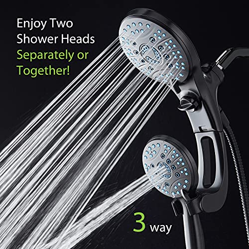 AquaCare 50-mode High Pressure Shower Head Combo with Arm & Dual Power Wash | Hygienic Jets, 2-mode Handheld Power Wash for Tub, Tile & Pets, Long 6 ft. Stainless Steel Hose, Extra Wall Bracket / Bronze - color: Oil Rubbed Bronze, style: 2.5 Gallons Per M