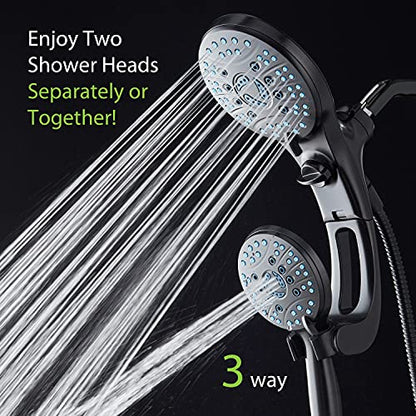 AquaCare 50-mode High Pressure Shower Head Combo with Arm & Dual Power Wash | Hygienic Jets, 2-mode Handheld Power Wash for Tub, Tile & Pets, Long 6 ft. Stainless Steel Hose, Extra Wall Bracket / Bronze - color: Oil Rubbed Bronze, style: 2.5 Gallons Per M