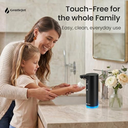GentleJet EasyFoam Automatic Foaming Soap Dispenser, Touchless USB-C Rechargeable Sensor Pump, 304 Stainless Steel, Adjustable Foam, IPX5 Water-Resistant for Bathroom & Kitchen, 10 fl oz / 300 mL - color: Black