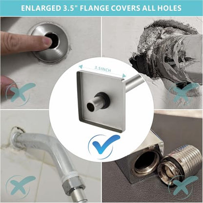 Shower Arm with 3.5" Flange, 6 Inch Wall Mount Replacement Shower Head Arm For Fixed Shower Heads and Handheld Showerhead, Brushed Nickel - color: Brushed Nickel, style: 6 Inch