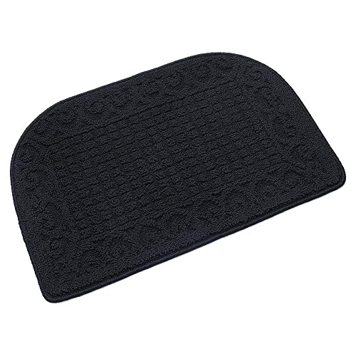 COSYHOMER 27x18 Half Round Kitchen Rug,Non Slip Washable Mat,Black 1PC | Polypropylene tufted textile,small half circle rug,kitchen sink mat,Kitchen floor mat - color: Black, size: 1'6" x 2'3" (Semicircular)